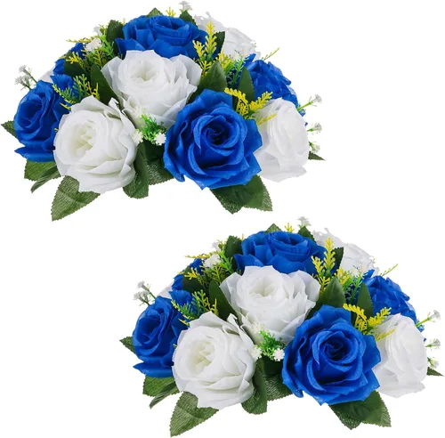 Miniatura 25 de NUPTIO Centros de mesa de flores blancas para mesas: 6 piezas de arreglo de bolas de flores artificiales para fiesta de boda, rosa floral falsa