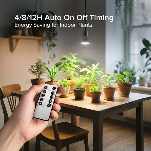 Miniatura 6 de Bombilla de cultivo regulable SGLEDs para plantas de interior, espectro completo con control remoto, encendido/apagado automático con temporizador