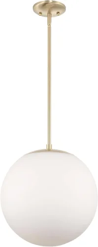 Miniatura 7 de Kira Home Ceres - Lámpara colgante de orbe de 14 pulgadas de estilo moderno de mediados de siglo con difusor esmerilado blanco mate suave, acabado