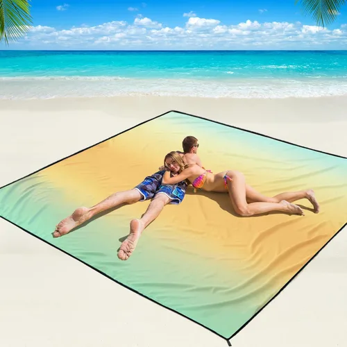 WIWIGO Manta de playa impermeable a prueba de arena tapete de playa 79" X 83"/10'x9' para 2-8 adultos, de secado rápido, tapete de picnic al aire