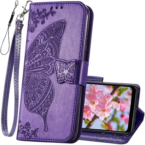 Miniatura 8 de Funda protectora para Motorola Moto G Pure para teléfono, funda protectora de piel sintética en relieve de mariposa para mujer, con ranuras