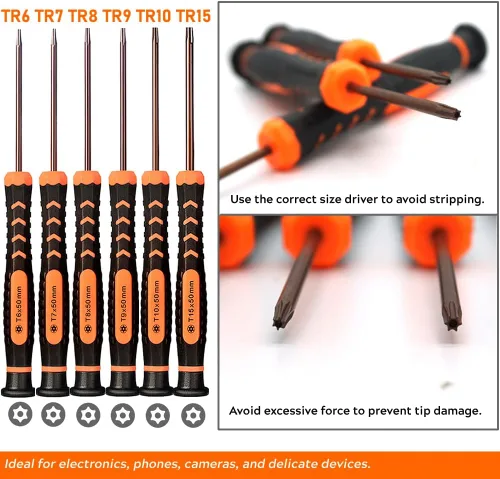 Miniatura 3 de TECKMAN - Juego de destornilladores Torx T2-T15, 10 piezas magnéticas de seguridad Torx pequeños con T2 T3 T4 T5 T6 T7 T8 T9 T10 T15 Juego