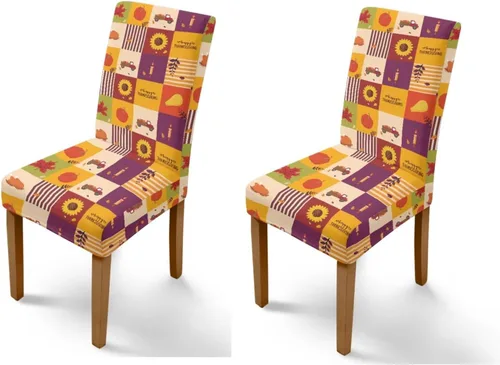 Miniatura 57 de Rnyleeg Thanksgiving Chair Covers for Living Room No Arms Turkey Pumpkin Stretch Dining Chair Covers Set of 6 Soft Washable Kitchen Chair Protector