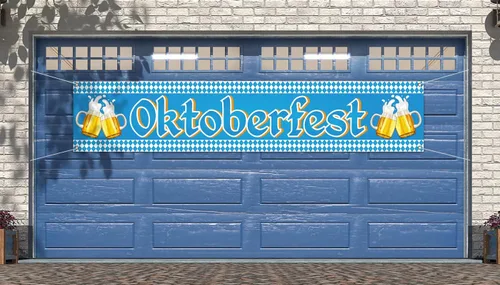 Miniatura 4 de Nepnuser Cartel de valla de Oktoberfest para decoración de fiesta temática de octubre alemán, bandera bávara azul, pancartas colgantes