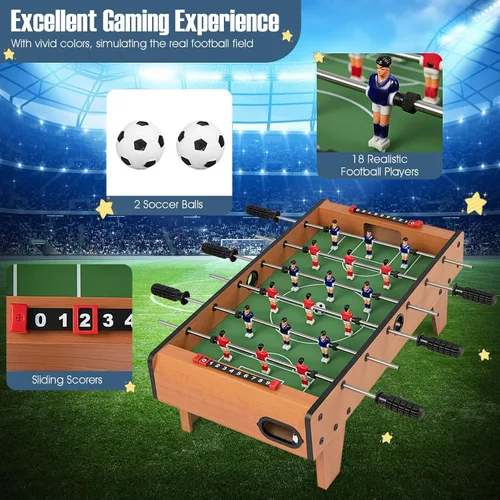 Miniatura 4 de Goplus Mesa de futbolín de 27 pulgadas, juego de fútbol de mesa portátil con 2 balones de fútbol y 18 protectores de fútbol para noche familiar