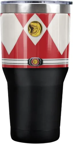 Miniatura 12 de Power Rangers Green Ranger Belt - Vaso de acero inoxidable de 30 onzas, taza de viaje para café, aislamiento al vacío y doble pared con tapa RANGER