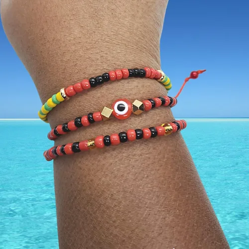 Miniatura 19 de Hecho a mano contra el mal de ojo orishas joyería de protección Ilde elástico elástico ajustable con cuentas unisex amuleto pulsera conjunto