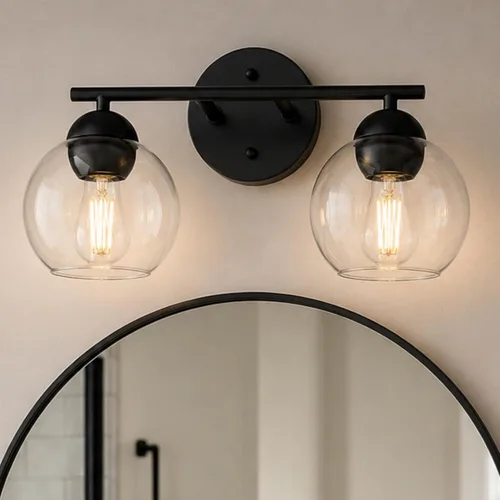 Miniatura 24 de Emak WS114-GD-ML-2PK - Moderno paquete de 2 apliques de pared de globo, luz dorada con pantalla de vidrio de leche para baño, sala de estar, fotos