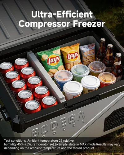 Miniatura 4 de BODEGA Refrigerador portátil de 12 V, refrigerador de acero inoxidable de 47 cuartos de galón con divisor extraíble para modos MAX/ECO de doble zona