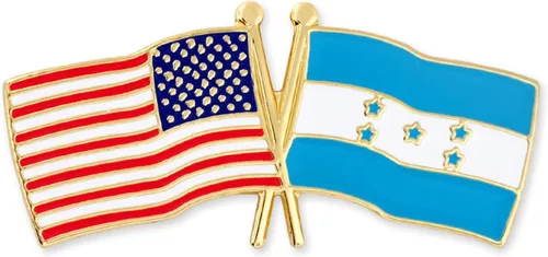 Miniatura 140 de PinMart Pin de solapa esmaltado con bandera de la amistad cruzada de Estados Unidos y el mundo