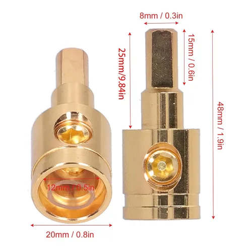 Miniatura 3 de Reductor de cable de audio, conector de terminal reductor de cable 0GA, cobre puro, chapado en oro, para modificación de amplificador de audio