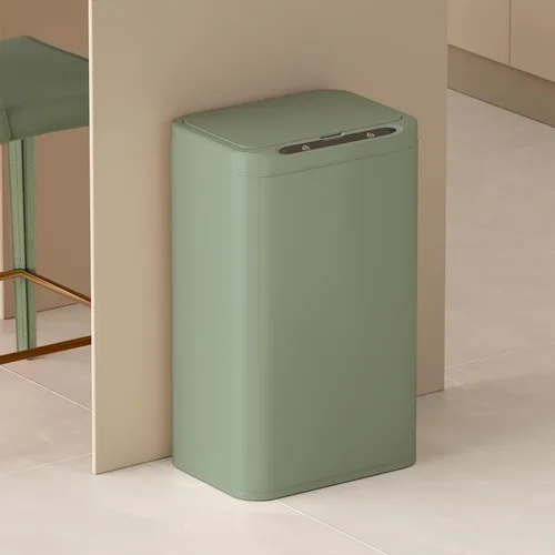 Miniatura 16 de ELPHECO Basurero de acero inoxidable para oficina, con sensor de movimiento, sin contacto, cubo de basura inteligente automático para cocina, Blanco