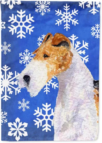 Miniatura 278 de Caroline's Treasures SC9374GF Bulldog English Snow flakes Holiday Garden Flag Buzón Bandera decorativa para patio exterior, patio, obras de arte