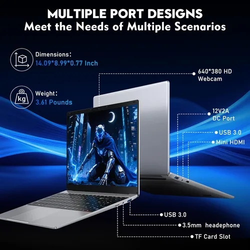 Miniatura 6 de NIAKUN Laptop Window 11 Pro 2026, 15.6 pulgadas de regazo superior, 16 GB de RAM 256 GB SSD PC, procesador M3-6Y30, pantalla FHD, WIFI5, BT4.2