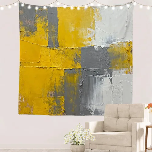 Miniatura 60 de Batmerry Tapiz azul y blanco, tapiz abstracto de pintura azul, negro, gris y blanco, para sala de estar, dormitorio, pared, decorativo, 51.2 x 59.1