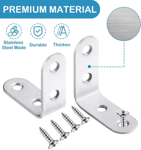 Miniatura 3 de Pelopy 100 soportes en forma de L de acero inoxidable de 90 grados, soporte de ángulo recto resistente para muebles de madera, silla, cajón