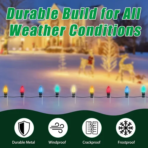 Miniatura 5 de 60 Piezas Estacas de Luz de Navidad de 12 Pulgadas Estacas de Luz de Metal para Luces de Navidad Patio Césped Estacas de Luz para C7 y C9 Estacas