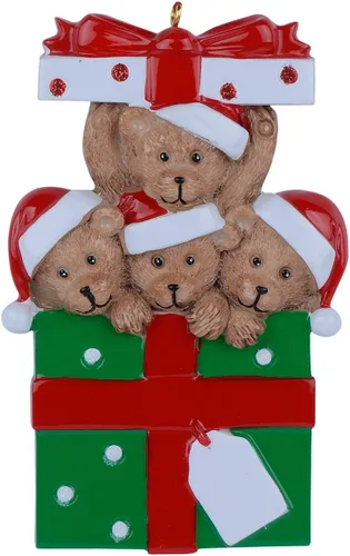 Miniatura 7 de Adorno de Navidad personalizado de familia de osos 2025 – Con caja de regalo para familia de 3 – Decoraciones de árbol hechas a mano – Regalos