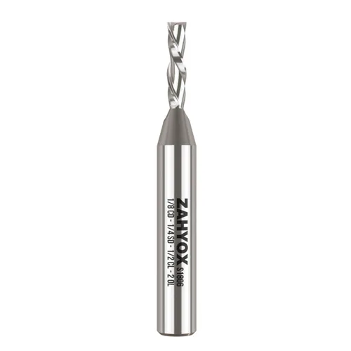 ZahyoX Broca CNC en espiral de corte descendente, broca recta de carburo sólido, diámetro de corte de 1/8 pulgadas, vástago de 1/4 pulgadas,