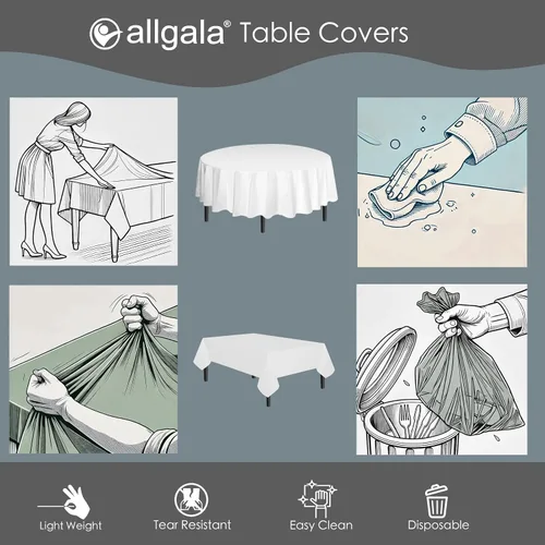 Miniatura 6 de allgala Mantel desechable a prueba de agua, paquete de 6 manteles de 54 x 108 pulgadas, marrón, para fiestas, cumpleaños, bodas, picnic, fiestas