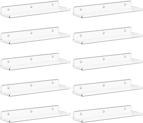 Miniatura 13 de Lifewit Estantes flotantes para pared, paquete de 4 estantes acrílicos blancos de 15 pulgadas, decoración de habitación para estantería/exhibición