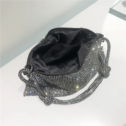 Miniatura 4 de UMREN Bolsos Hobo con diamantes de imitación para mujer, elegante bolso de noche de cristal brillante para fiesta, club, boda
