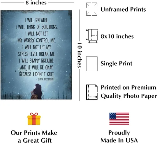 Miniatura 2 de AMERICAN LUXURY GIFTS I Will Simply Breathe and It Will Be Okay - Impresión artística de pared con citas inspiradoras, decoración de pared moderna