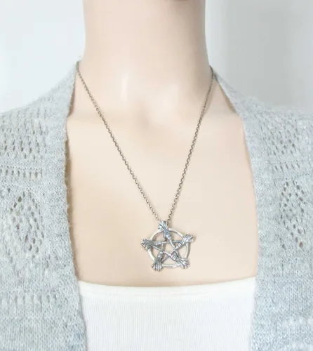 Miniatura 7 de Woot & Hammy Five Witch's Brooms or Besoms Pentacle Pendant, 100% Sterling Silver, Handmade