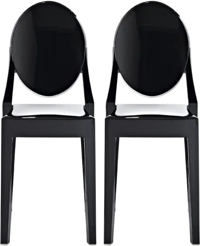 Miniatura 11 de 2xhome - Victoria Style Ghost - Silla auxiliar de acrílico transparente (humo), individual, juego de 1