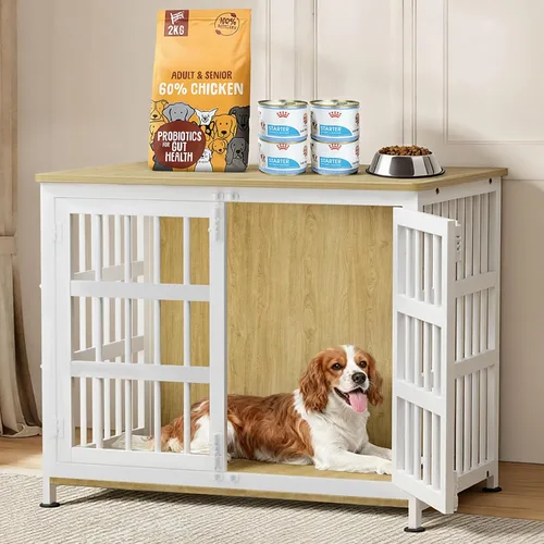 Miniatura 19 de Mueble Jaula para Perros de 46'' Jaula para Perros de Raza Grande Jaulas para Perros de Interior Jaulas para Perros de Madera Mesa Auxiliar Jaula