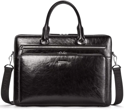 Miniatura 7 de BOSTANTEN Maletines para Hombre Bolsa de Mensajero de Cuero Genuino para Laptop de 15.6 Pulgadas, Maletín de Oficina, Trabajo, para Negocios, Viaje