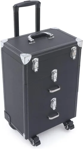 Estuche de tren de maquillaje, estuche de carrito de maquillaje rodante, organizador de esmalte de uñas con carrito de cosméticos de 3 niveles,