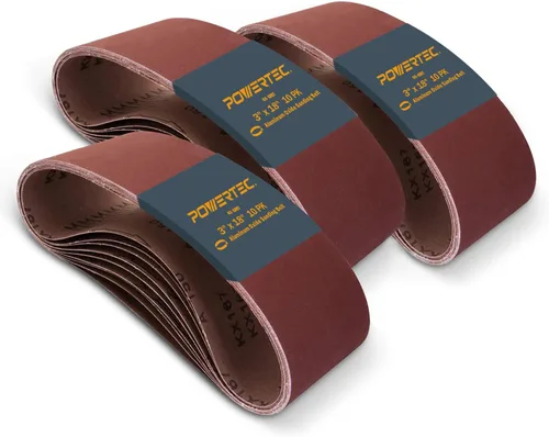 Miniatura 12 de POWERTEC Sanding Belts, Aluminum Oxide Belt Sander Sanding Belt for Portable Belt Sander, Woodworking, Metal Polishin