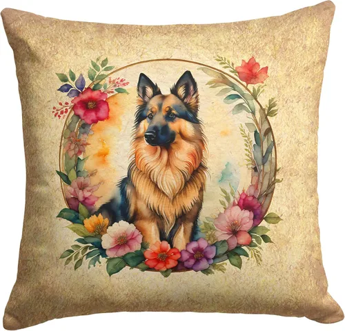 Miniatura 217 de Caroline's Treasures DAC2072PW1414 Affenpinscher and Flowers - Almohada decorativa de tela, lavable a máquina, para interiores y exteriores