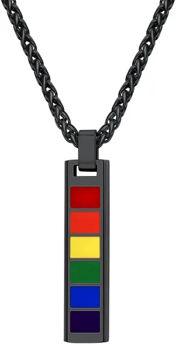 PROSTEEL Collar de acero inoxidable de plata de ley 925, joyería de orgullo gay LGBT, collar con colgante de arco iris, regalo para hombresmujeres