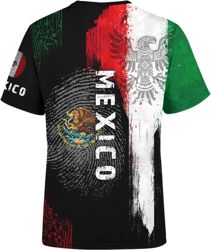 Miniatura 2 de Camiseta de manga corta con cuello redondo y bandera mexicana, camiseta 3D unisex