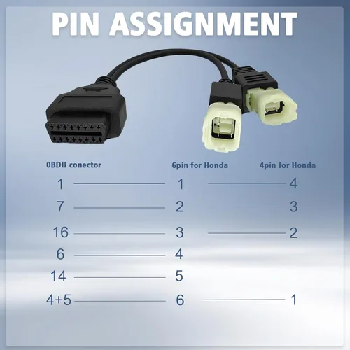 Miniatura 3 de Cable adaptador OBD2 2 en 1, cable de diagnóstico OBD de 16 pines a 6 pines y 4 pines, OBD2 a OBD1 6 pin 4 pines enchufe para motocicleta Honda