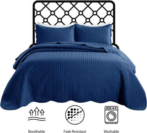 Miniatura 389 de MOONLIGHT20015 Edredón tamaño King (106 x 96 pulgadas) con 2 fundas de almohada (20 x 36 + 2 pulgadas) para todas las estaciones, juego de cama Azul