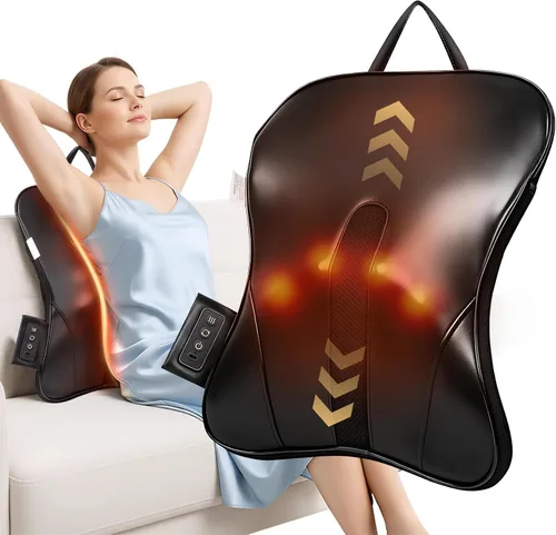 Masajeador Shiatsu inalámbrico de cuello y espalda de 2000 mAh con calor, amasado 3D hacia arriba y hacia abajo para cuello, espalda, alivio del