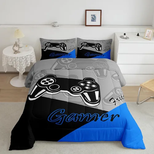 Feelyou Edredón de Videojuegos para Niños Adolescentes, Juego de Ropa de Cama de Videojuegos para Niños, Edredón Gamer para Todas las Estaciones,
