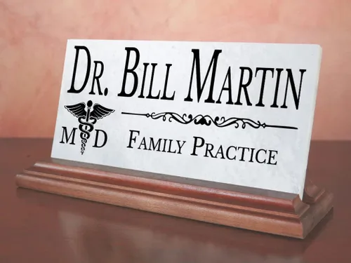 Miniatura 5 de Placa de identificación de escritorio para médico, placa de identificación personalizada para médicos, para escritorio o estante, mármol sólido MD