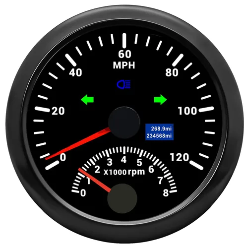 ARTILAURA Velocímetro GPS 0-193 km/h con tacómetro 8000 RPM, medidor de 85 mm (3-3/8"), velocímetro GPS para barco con antena para automóvil, marino