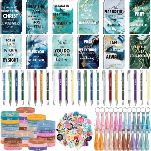 Miniatura 8 de Yeaqee Set de Regalos Cristianos de 146 Piezas al Por Mayor Incluye 24 Lápices con Versículos de la Biblia 24 Cuadernos Bíblicos 24 Pulseras