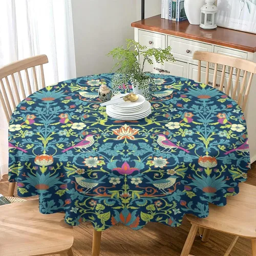 Miniatura 218 de Mantel Floral Retro de Pájaros, Diseño Original Bohemio William Morris Estampado Cubierta de Mesa para Hogar Picnic Fiesta Comedor Cocina William
