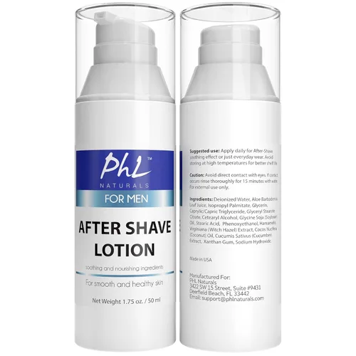Miniatura 4 de PHL Naturals Loción para después del afeitado sin perfume para hombres, calma, hidrata, repara la piel y previene las quemaduras de afeitar, acabado