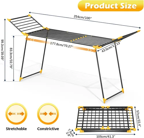 Miniatura 3 de APEXCHASER Tendedero plegable para ropa de cama, toallero, resistente, para uso en interiores y exteriores, 21.9 pulgadas de ancho x 100 pulgadas