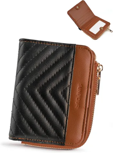 Miniatura 20 de Billeteras pequeñas y plegables para mujer, mini-cartera RFID para mujer, tarjetero delgado con bolsillo con cremallera para monedas y 2 ventanas
