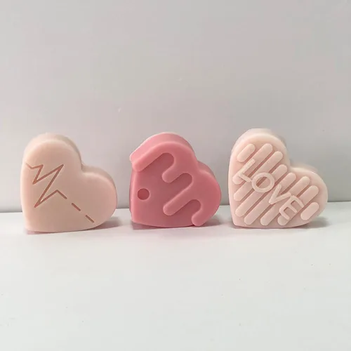 Miniatura 7 de Moldes de silicona de plástico para el día de San Valentín, moldes de silicona para dulces de corazones rosados, moldes de jabón, moldes de galletas