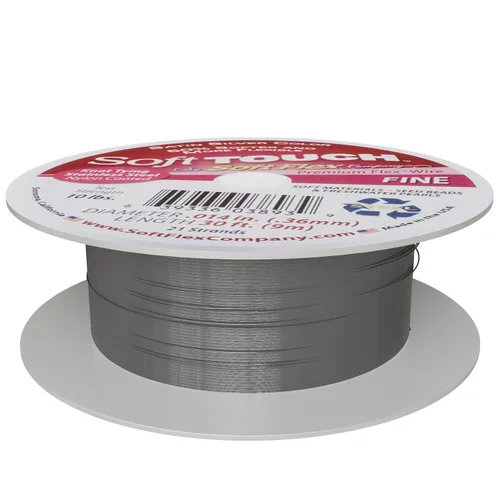 Miniatura 8 de Soft Flex Alambre de cuerda de 21 hebras, trenzado flexible, fino, 0.14 de diámetro, alambre de cuentas para fabricación de joyas, plata satinada