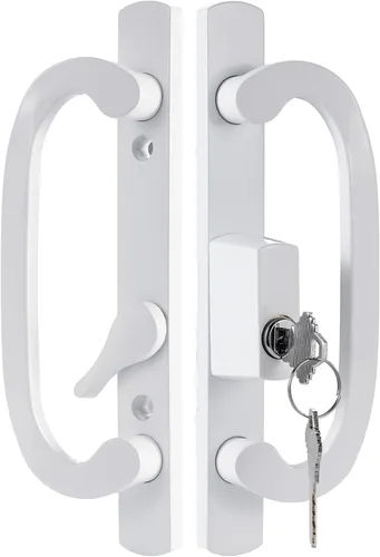 Miniatura 5 de MaxxGeek Juego de manijas para puerta corrediza de patio con llave con cerradura de mortaja, fundición a presión de zinc, giro de pulgar